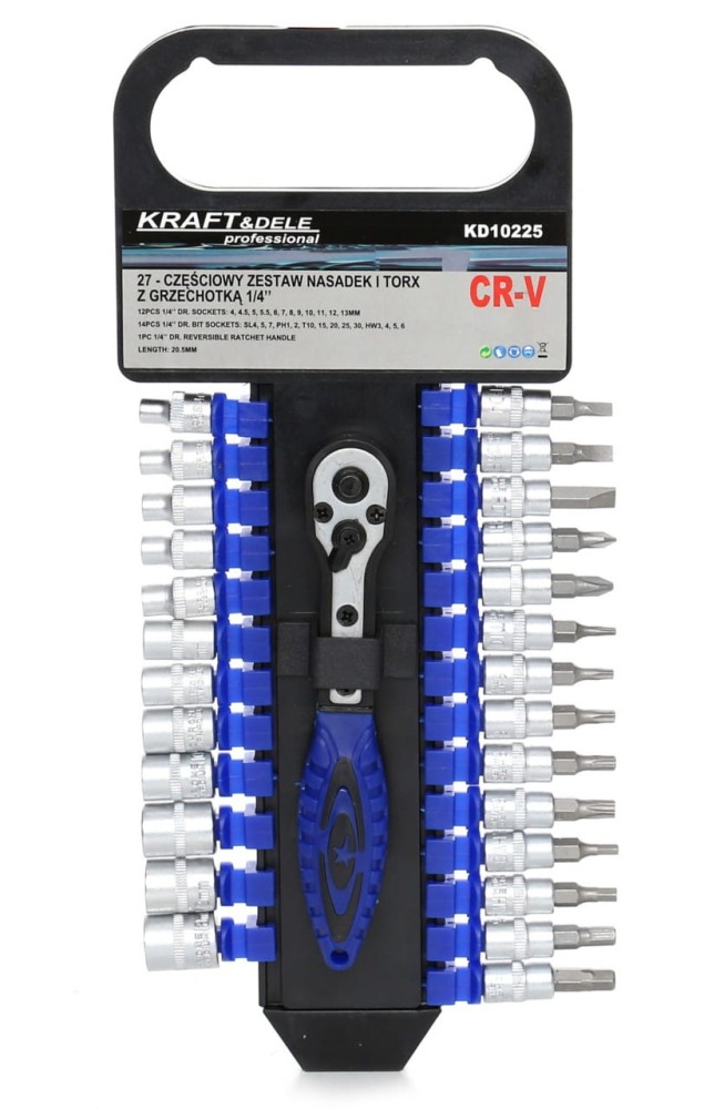 14625 Koos padrunvõtmete komplekt 1/4" KD10225 27 osa. - Image 1
