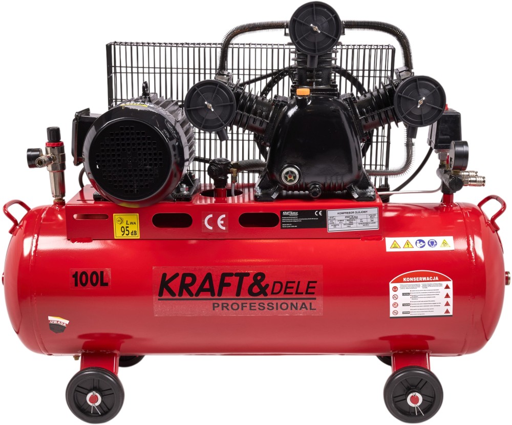 KRAFTDELE_STANDARD_KD1477_006705_wybrane Õlikompressor 100L 3 kolvi KD1477 + separaator - Image 1