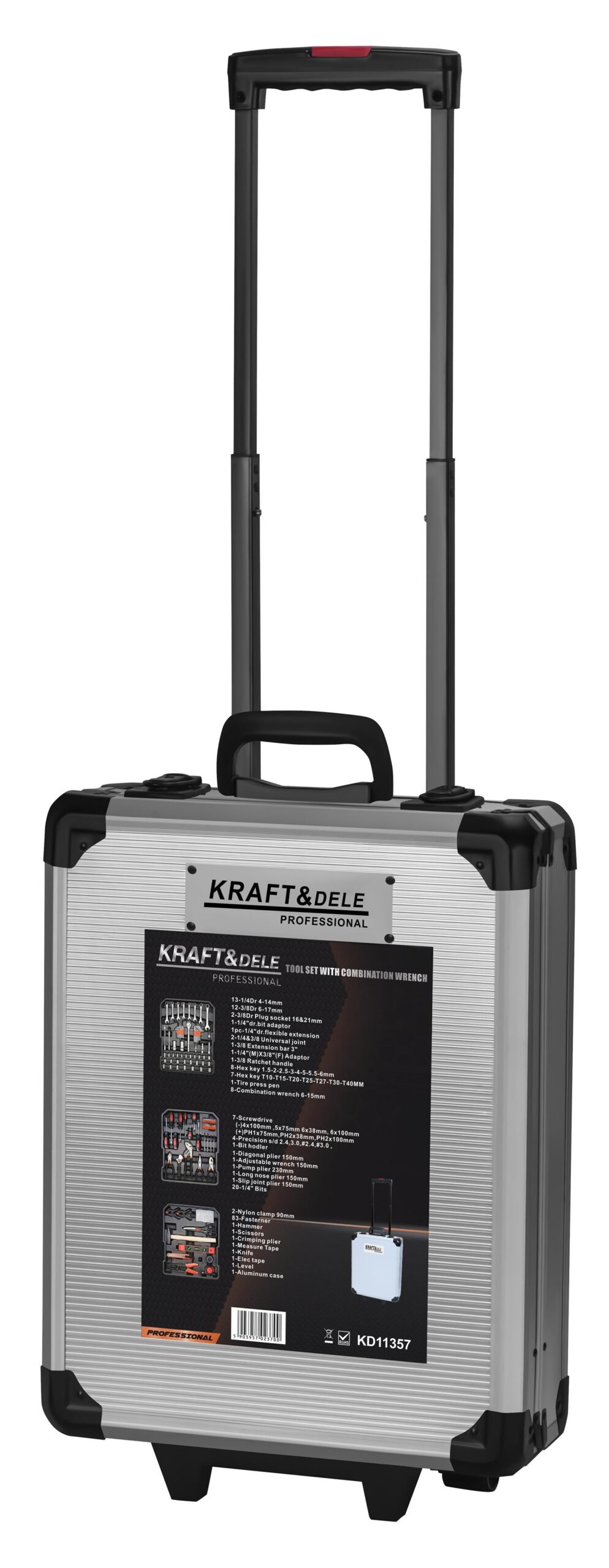 89906.jpg KRAFT&DELE 187-osaline tööriistakomplekt ratastega kohvris KD11357 - Pilt 1